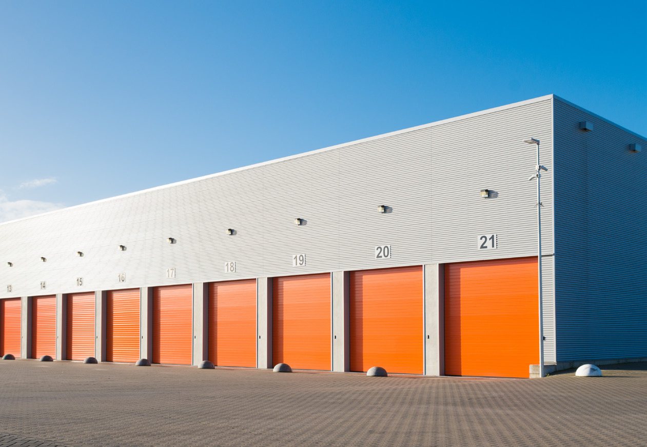 Aluminium composite panel cladding with orange doors